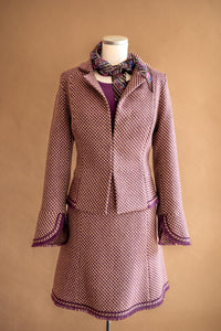 Jupe tweed prune & beige