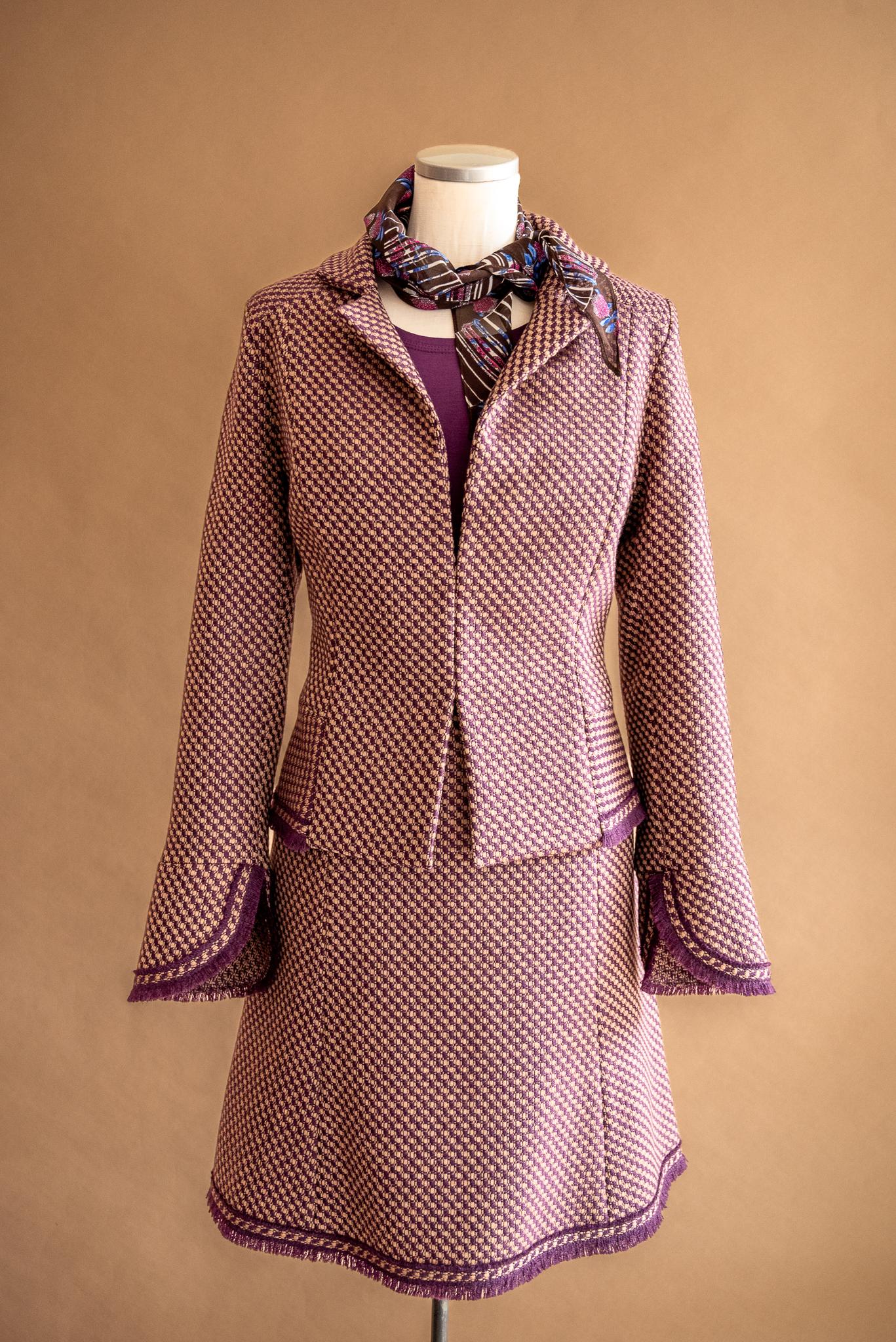 Jupe tweed prune & beige