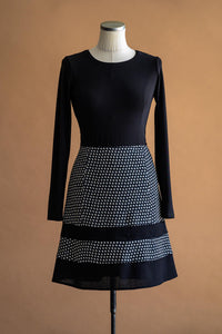 Jupe crêpe de laine noir étoilé