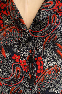 Chemisier satin paisley rouge