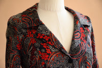 Chemisier satin paisley rouge
