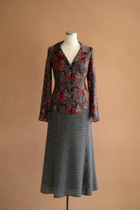 Chemisier satin paisley rouge
