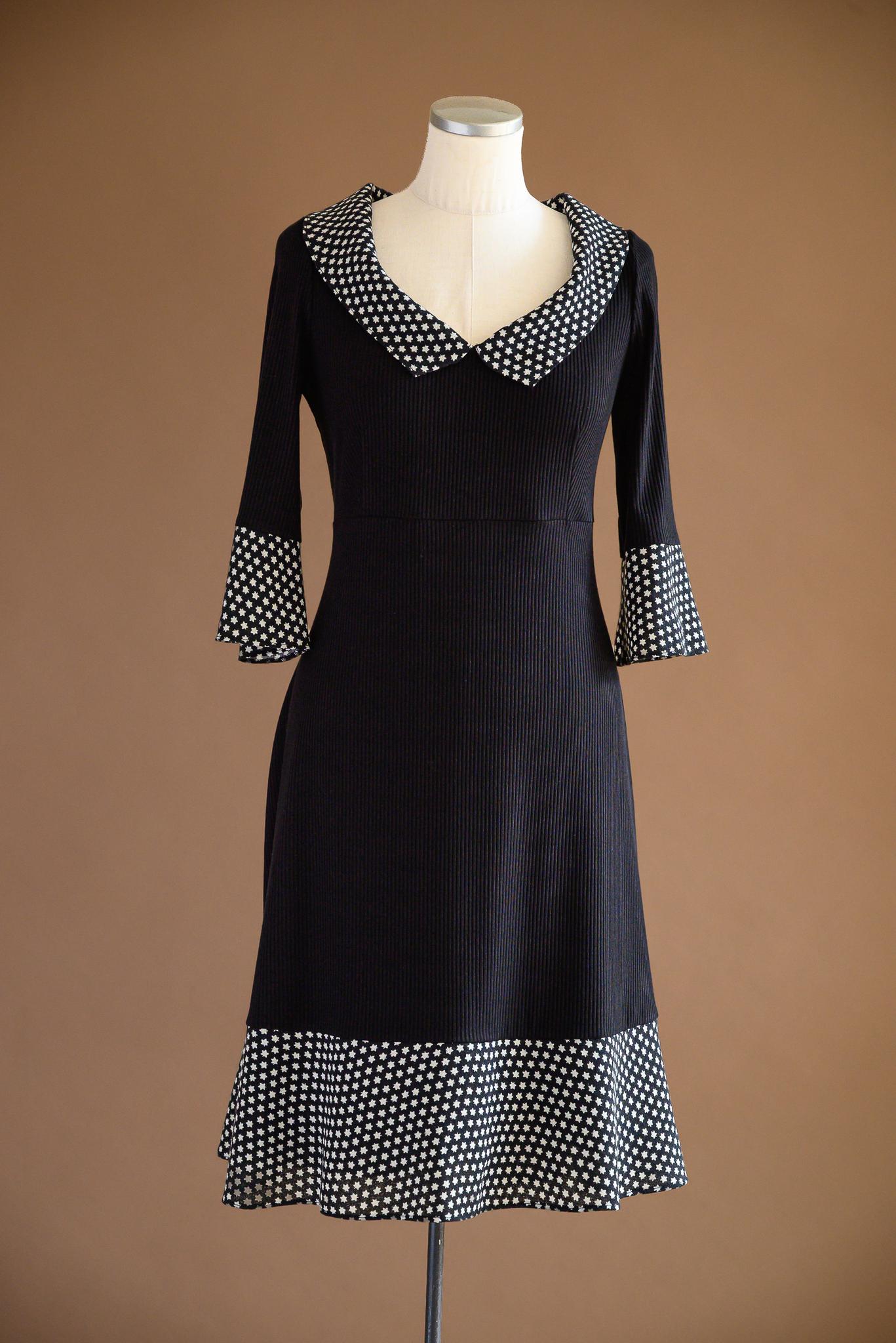 Robe deux tons crêpe de laine étoilé