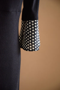 Robe deux tons crêpe de laine étoilé