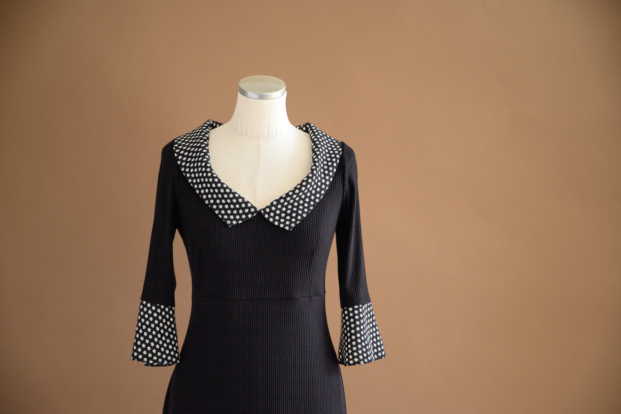 Robe deux tons crêpe de laine étoilé