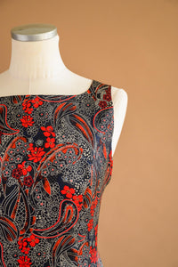 Robe satin paisley rouge