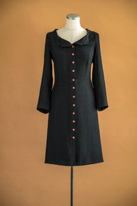 Robe chemisier viscose gaufrée noire