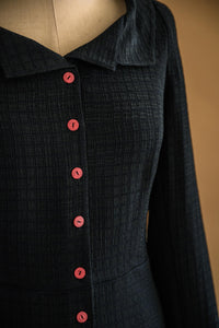 Robe chemisier viscose gaufrée noire