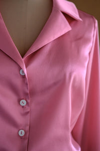 Chemisier charmeuse de soie rose