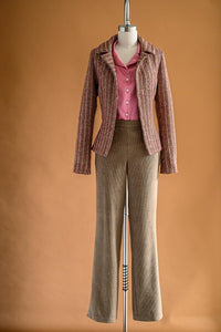 Veston tweed rayé vieux rose