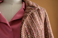 Veston tweed rayé vieux rose