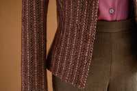 Veston tweed rayé vieux rose