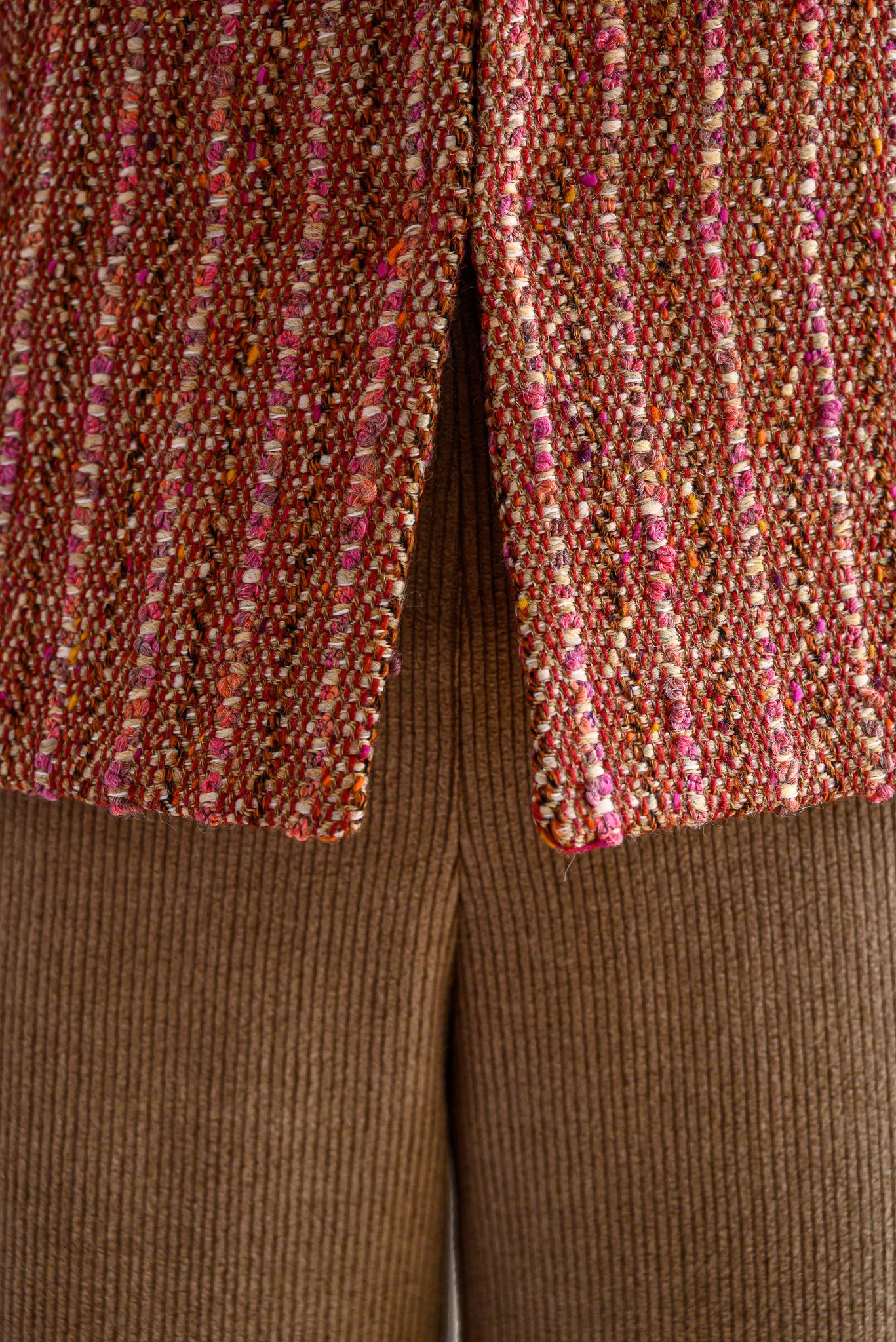 Veston tweed rayé vieux rose