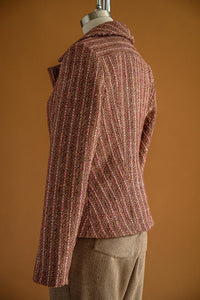 Veston tweed rayé vieux rose