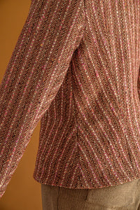 Veston tweed rayé vieux rose