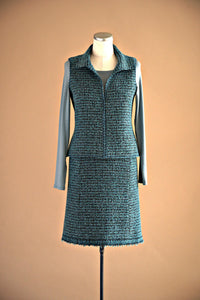 Jupe laine bouillie turquoise