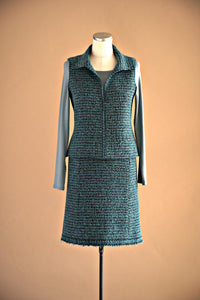 Jupe laine bouillie turquoise