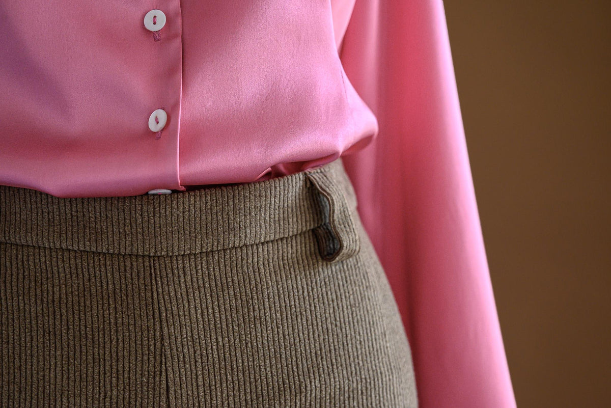 Chemisier charmeuse de soie rose - Atelier Boutique Isabelle Elie