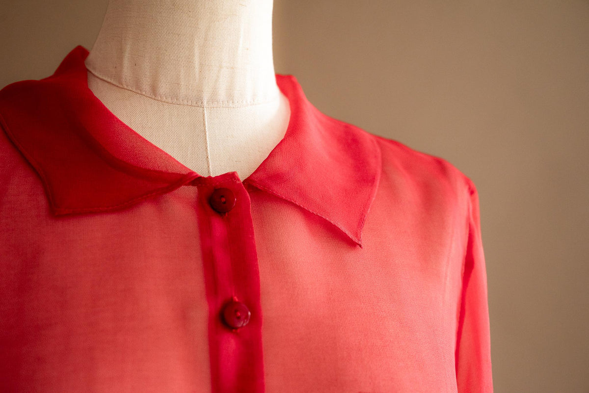 Chemisier en soie corail - Atelier Boutique Isabelle Elie