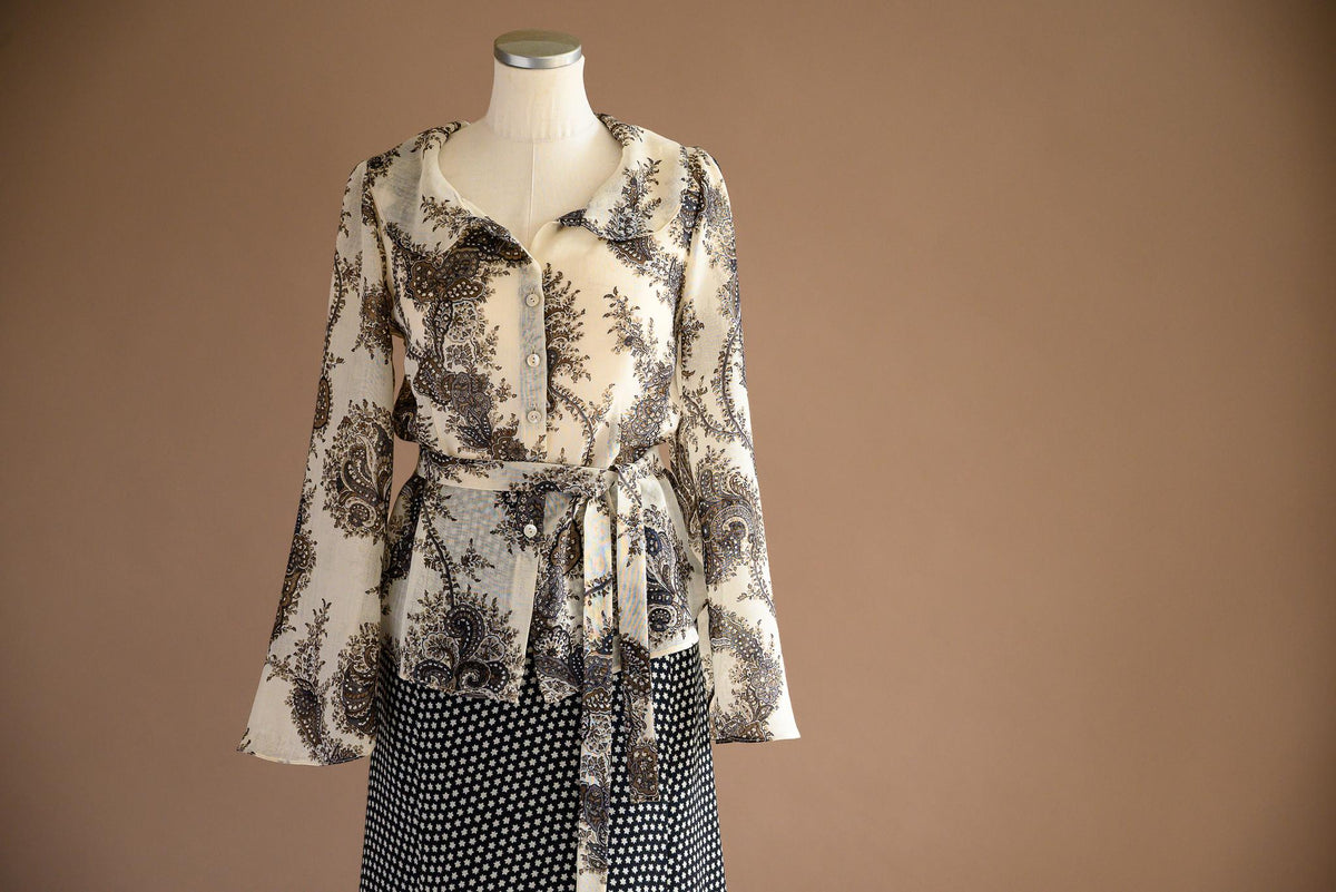 Chemisier laine paisley brun - Atelier Boutique Isabelle Elie