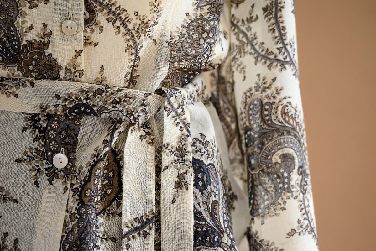 Chemisier laine paisley brun - Atelier Boutique Isabelle Elie