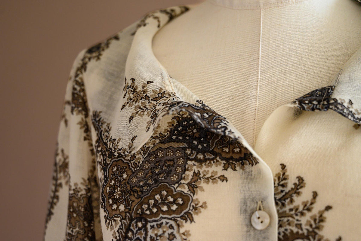 Chemisier laine paisley brun - Atelier Boutique Isabelle Elie