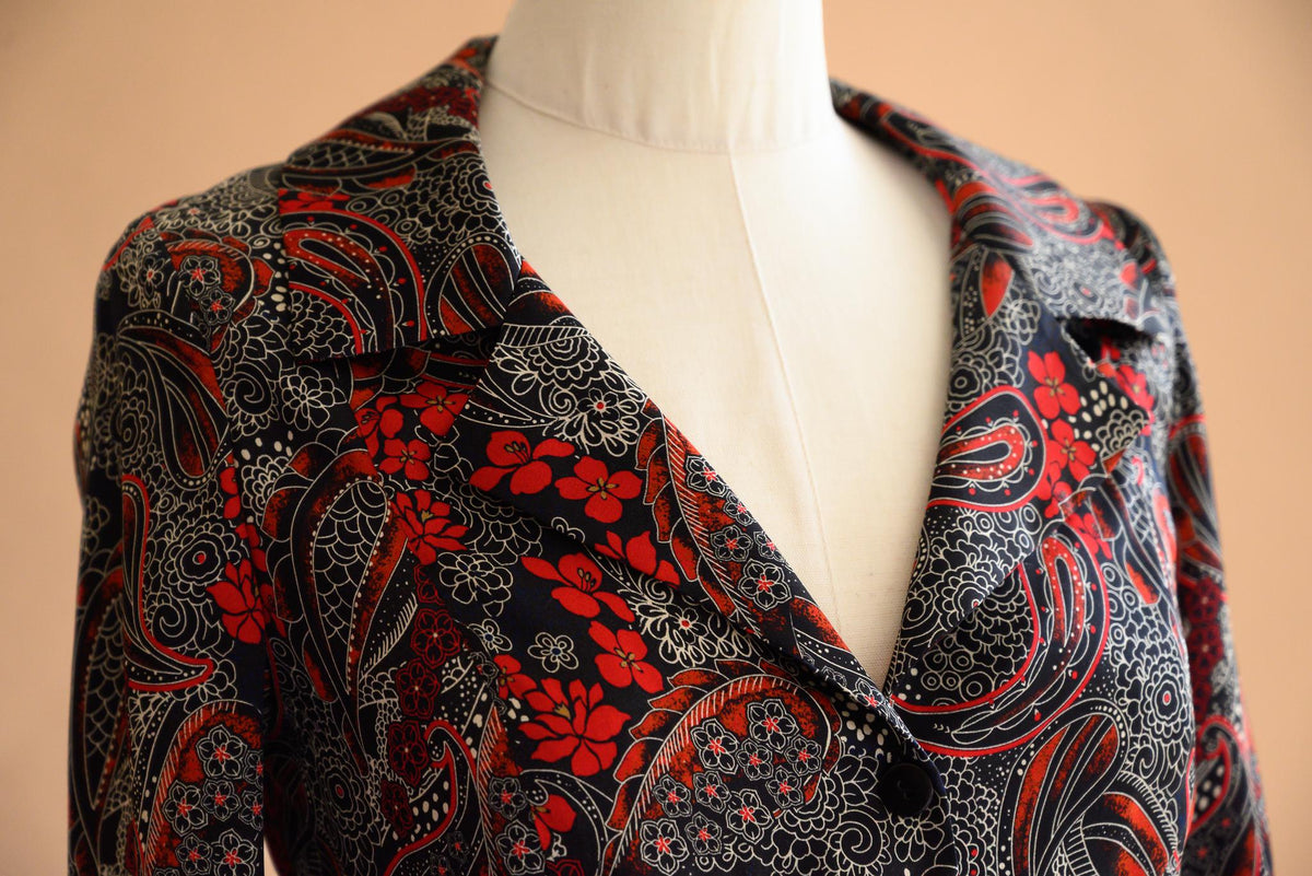 Chemisier satin paisley rouge - Atelier Boutique Isabelle Elie