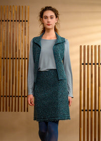 Jupe laine bouillie turquoise - Atelier Boutique Isabelle Elie