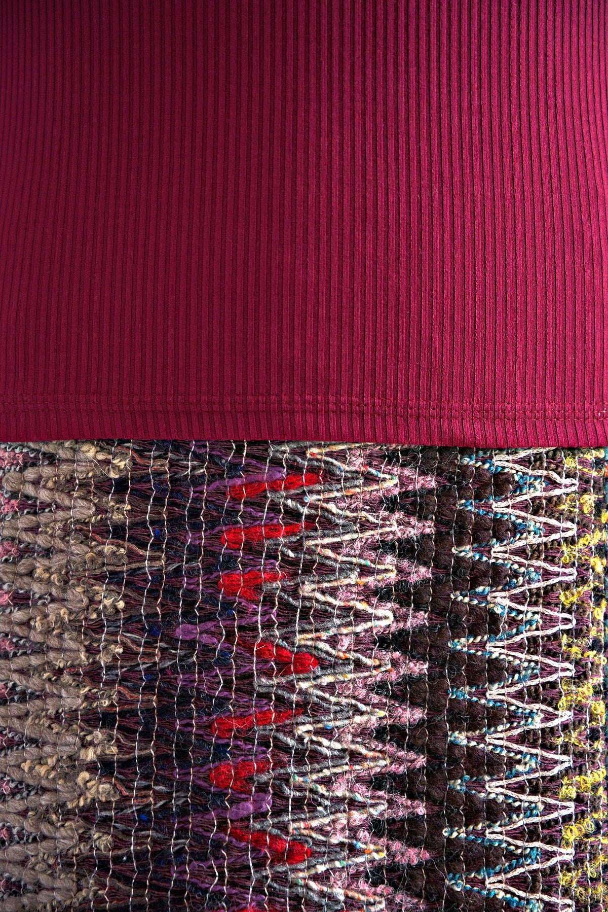 Jupe laine multicolore effet dentelle - Atelier Boutique Isabelle Elie