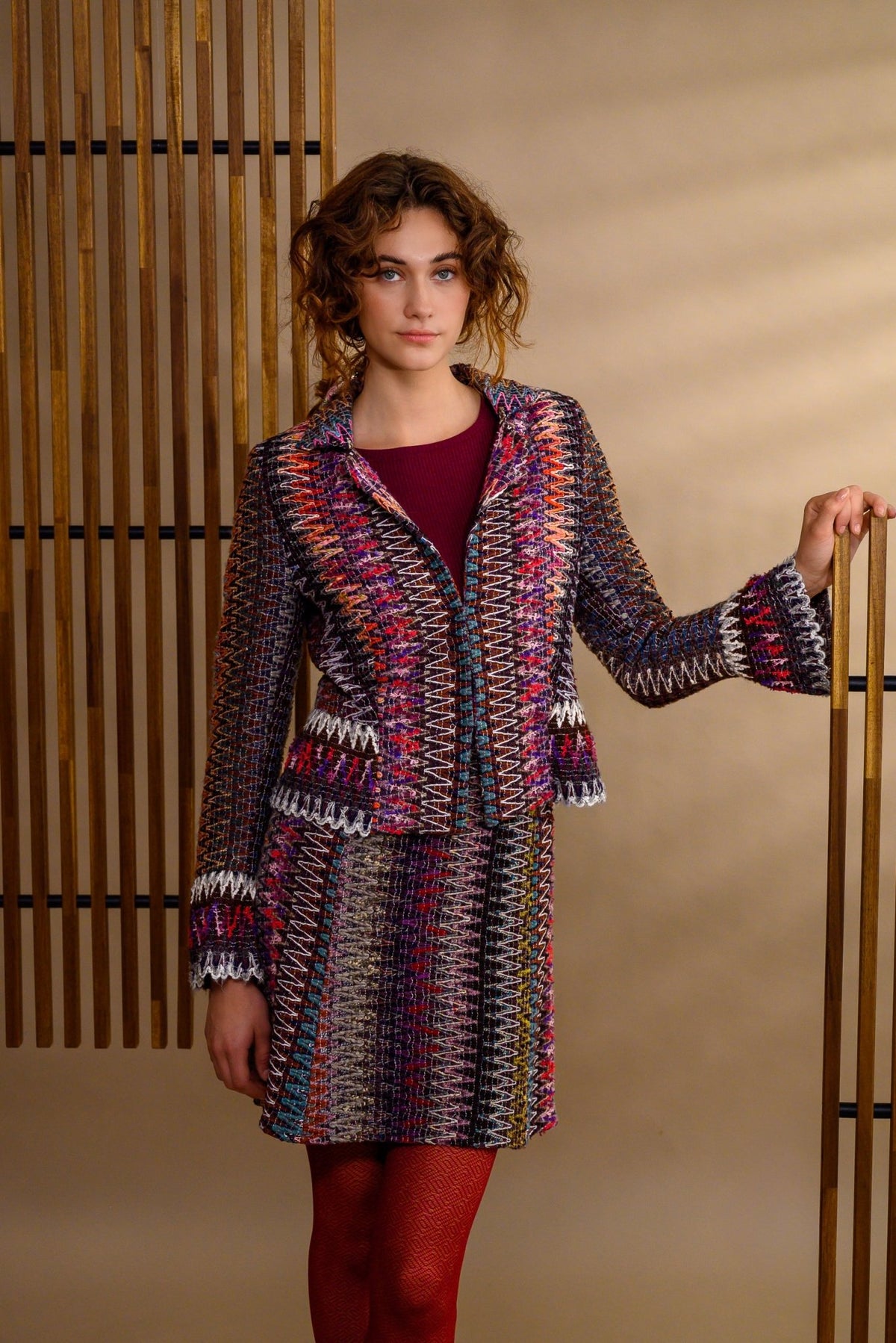 Jupe laine multicolore effet dentelle - Atelier Boutique Isabelle Elie