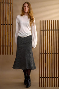 Jupe midi crêpe de laine étoilée - Atelier Boutique Isabelle Elie