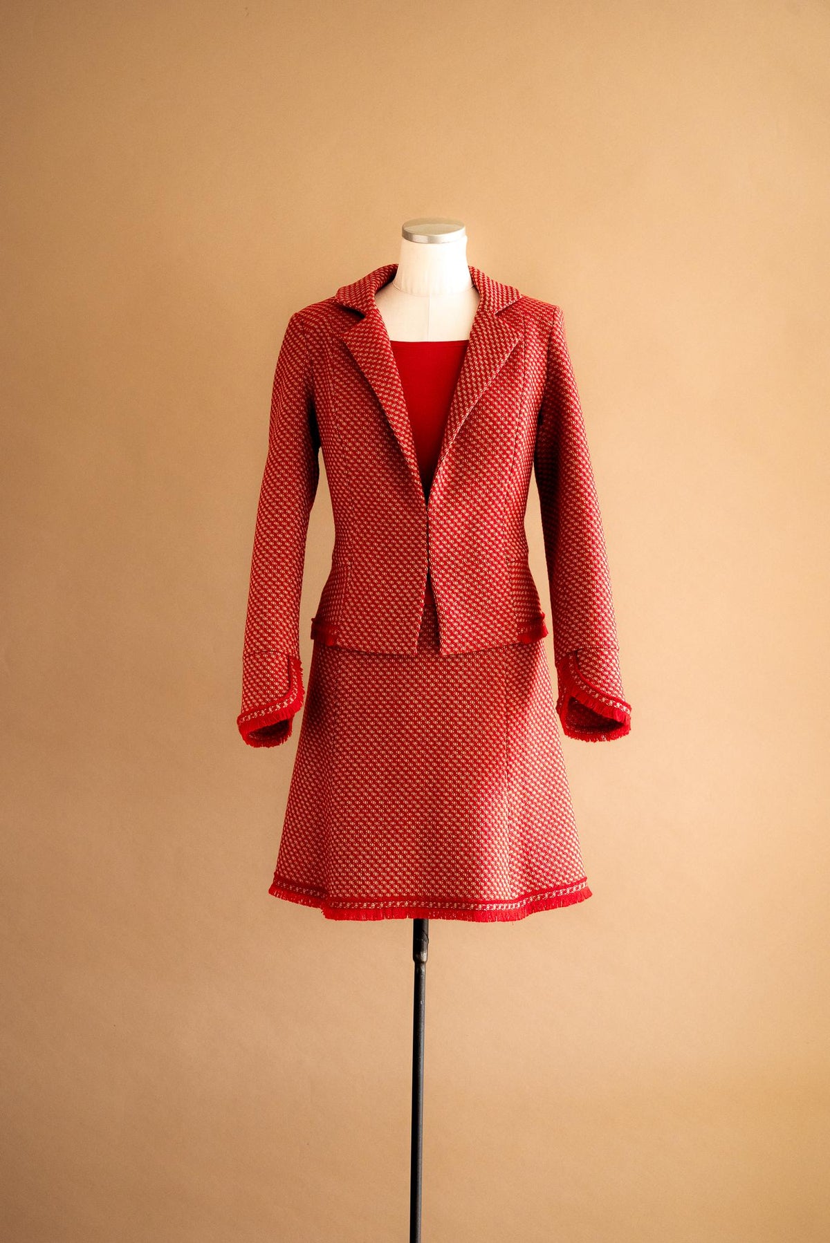 Jupe tweed rouge & beige - Atelier Boutique Isabelle Elie