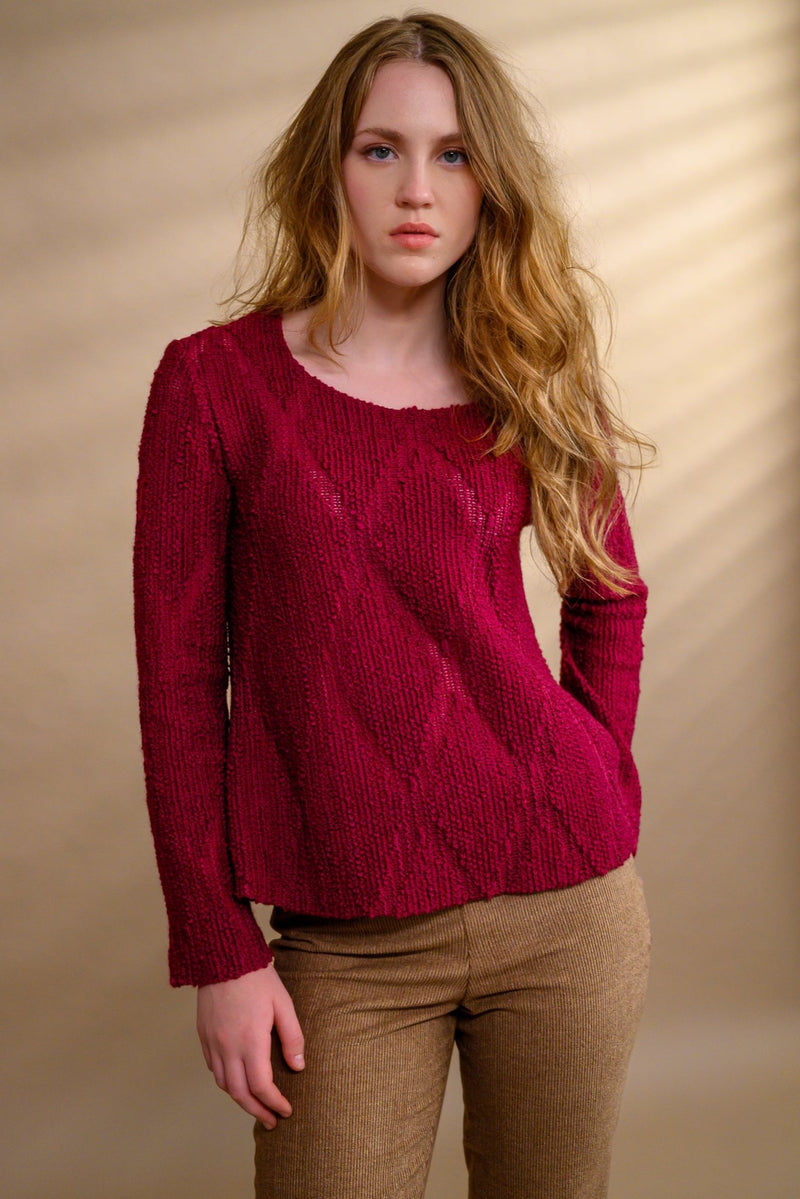 Pull laine losange sport chic - Atelier Boutique Isabelle Elie
