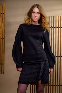 Pull réversible viscose & mérinos — noir - Atelier Boutique Isabelle Elie