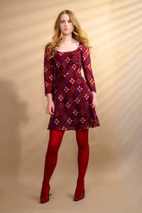 Robe en laine bourgogne à motifs - Atelier Boutique Isabelle Elie