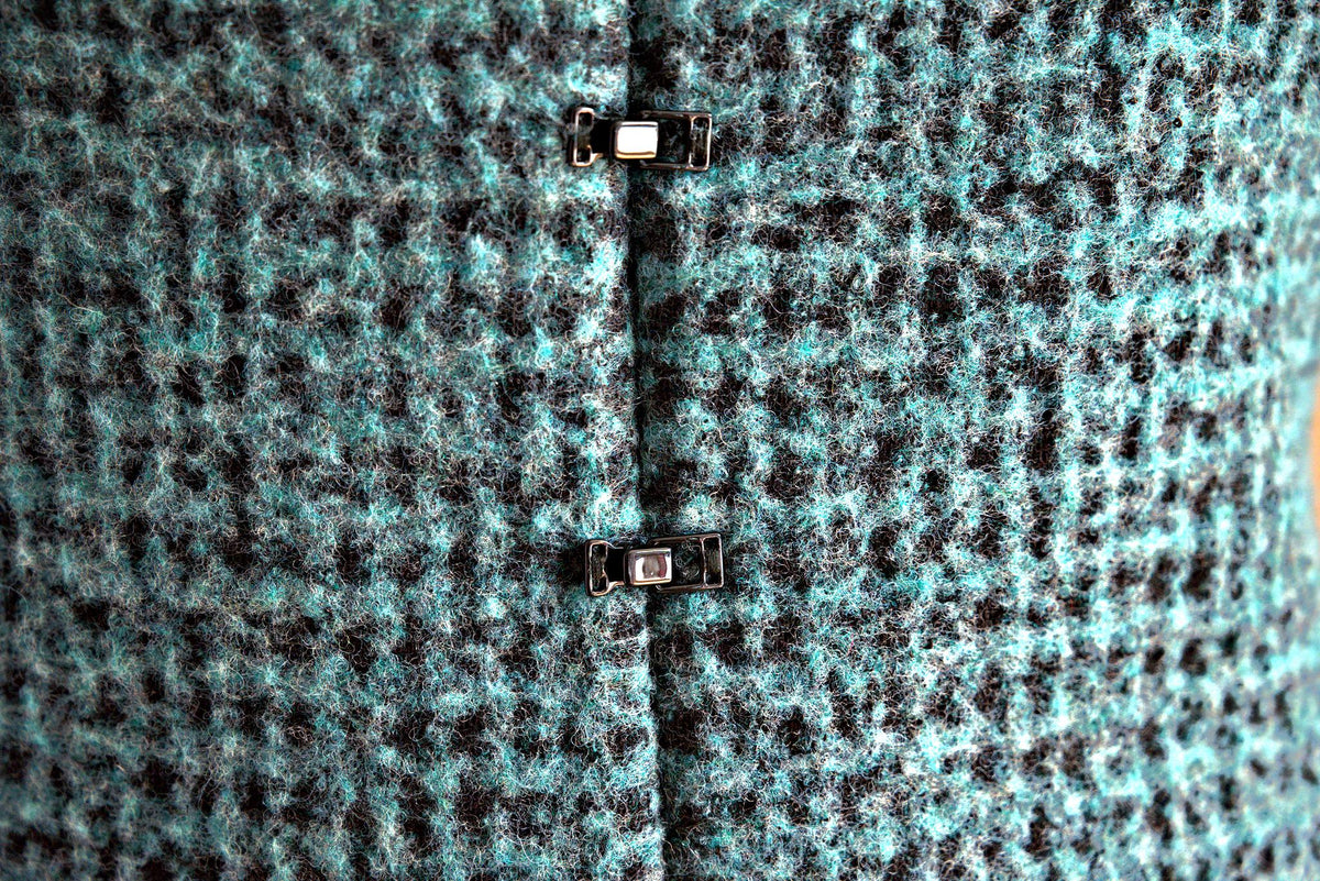 Veste laine bouillie turquoise - Atelier Boutique Isabelle Elie