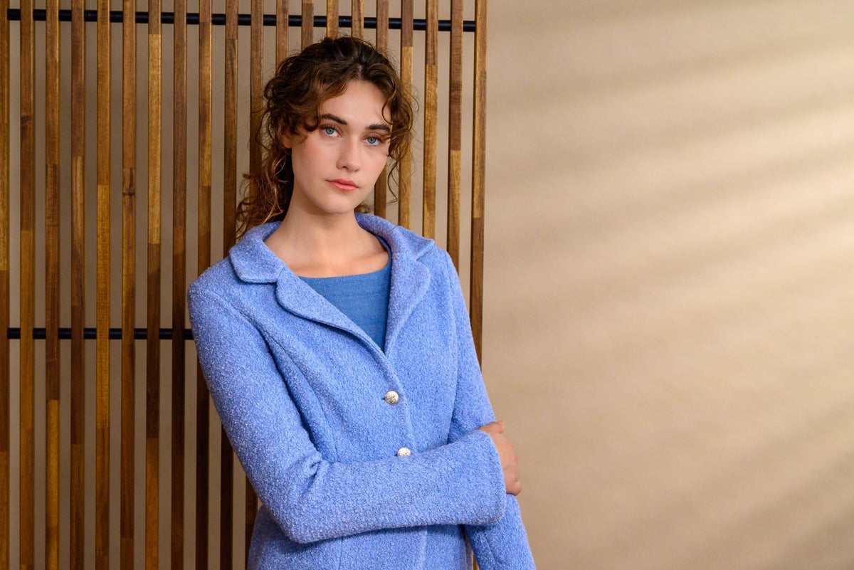 Veste tricot laine col tailleur - Atelier Boutique Isabelle Elie