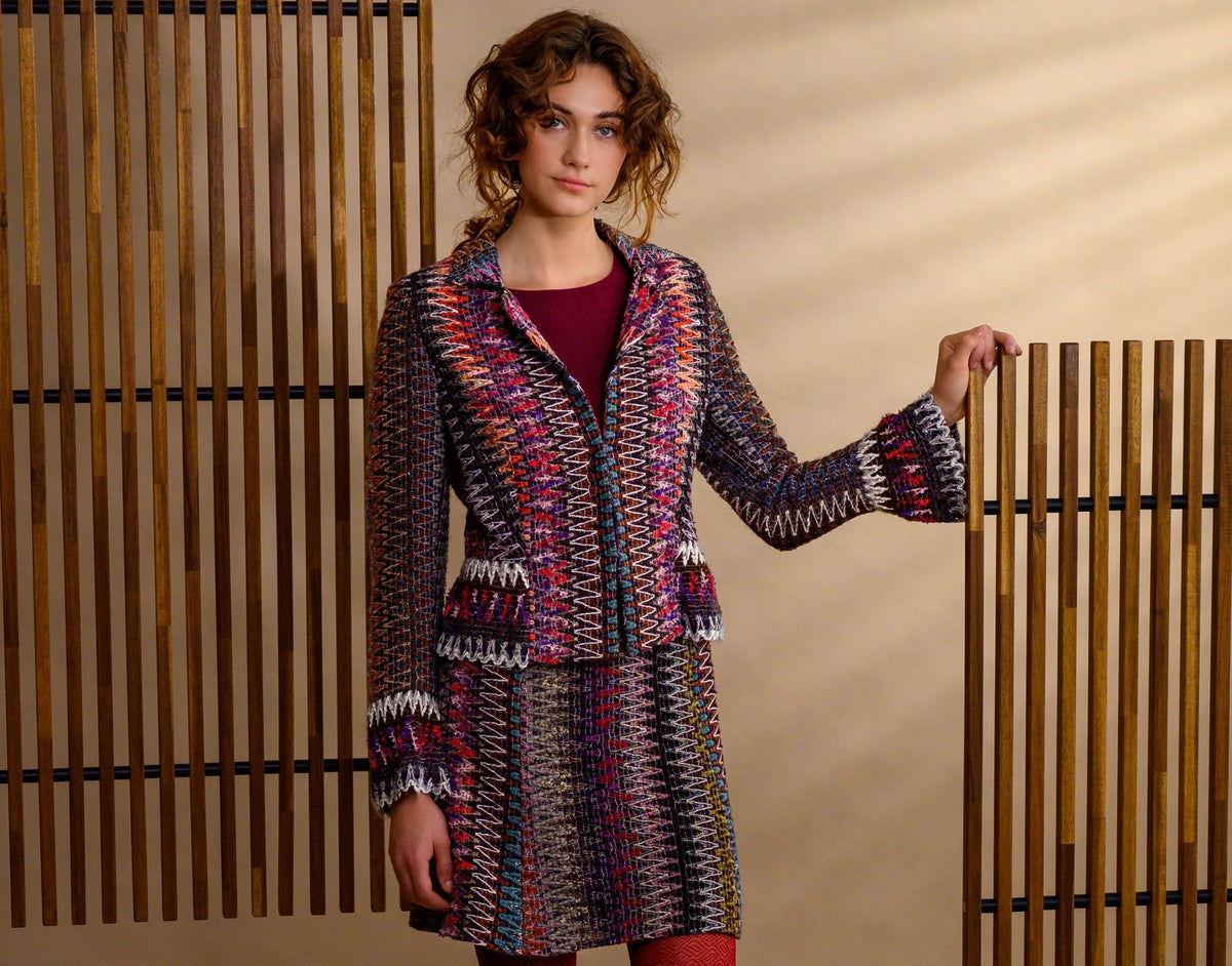 Veston laine multicolore effet dentelle - Atelier Boutique Isabelle Elie