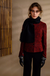 Veston laine & soie rouge chiné - Atelier Boutique Isabelle Elie