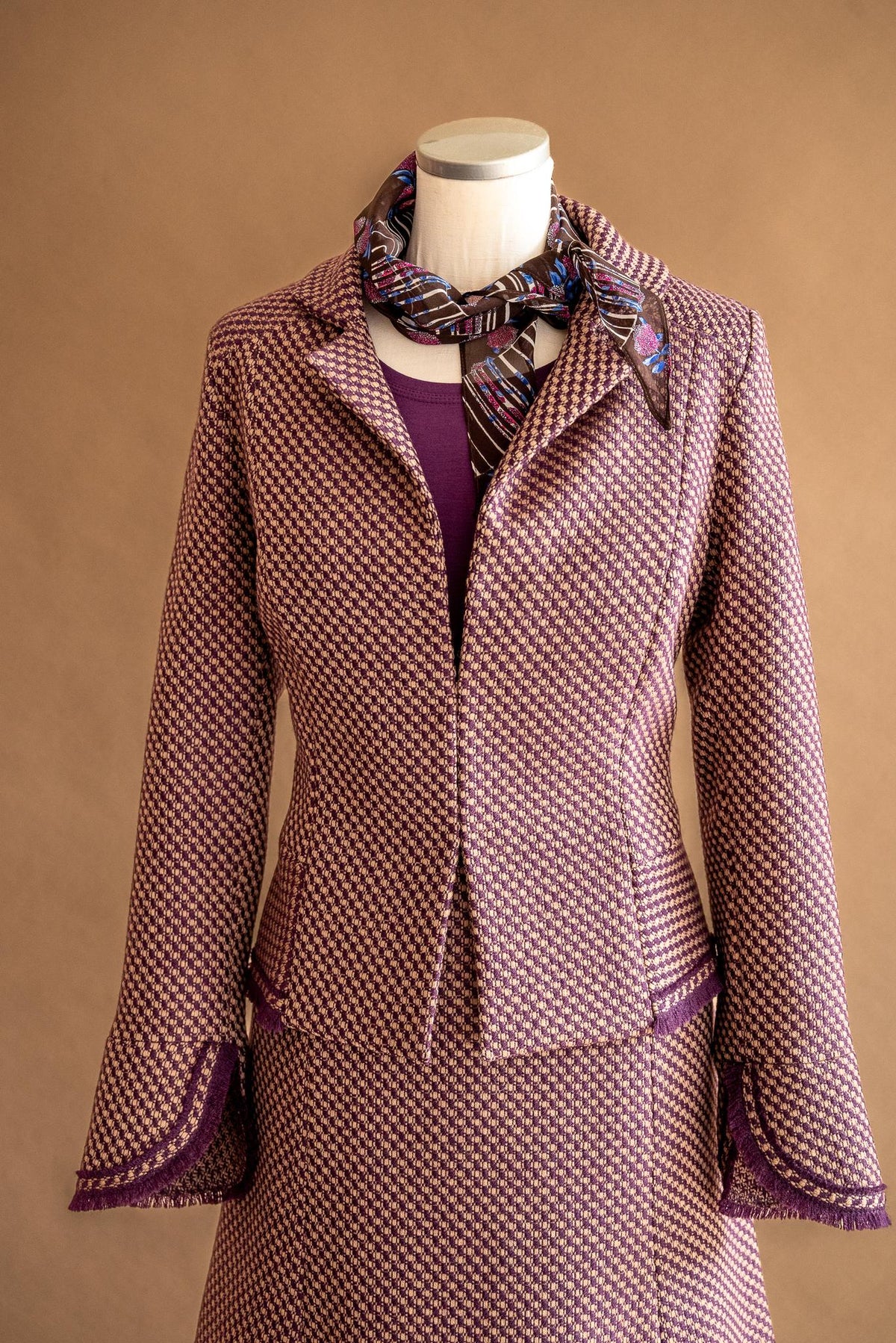 Veston tweed prune & beige - Atelier Boutique Isabelle Elie