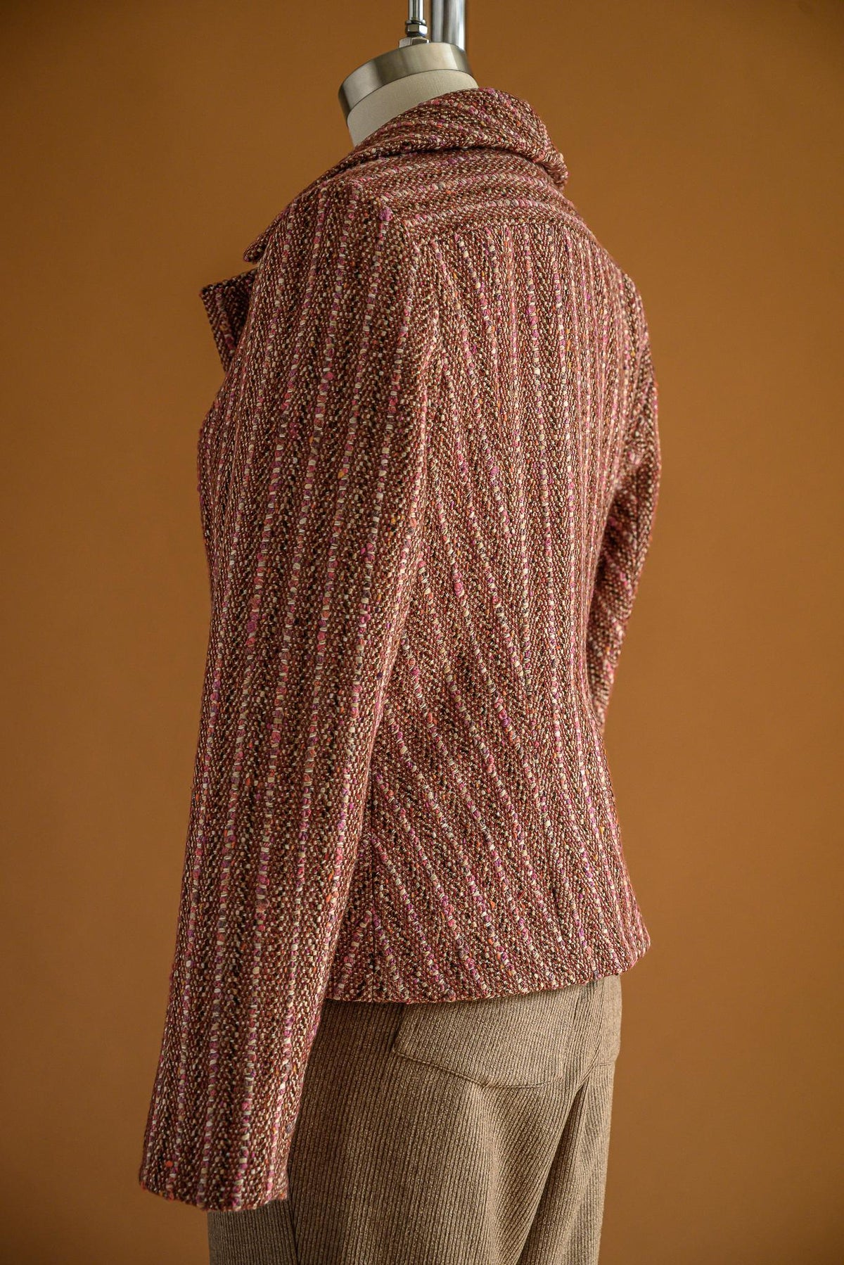 Veston tweed rayé vieux rose - Atelier Boutique Isabelle Elie