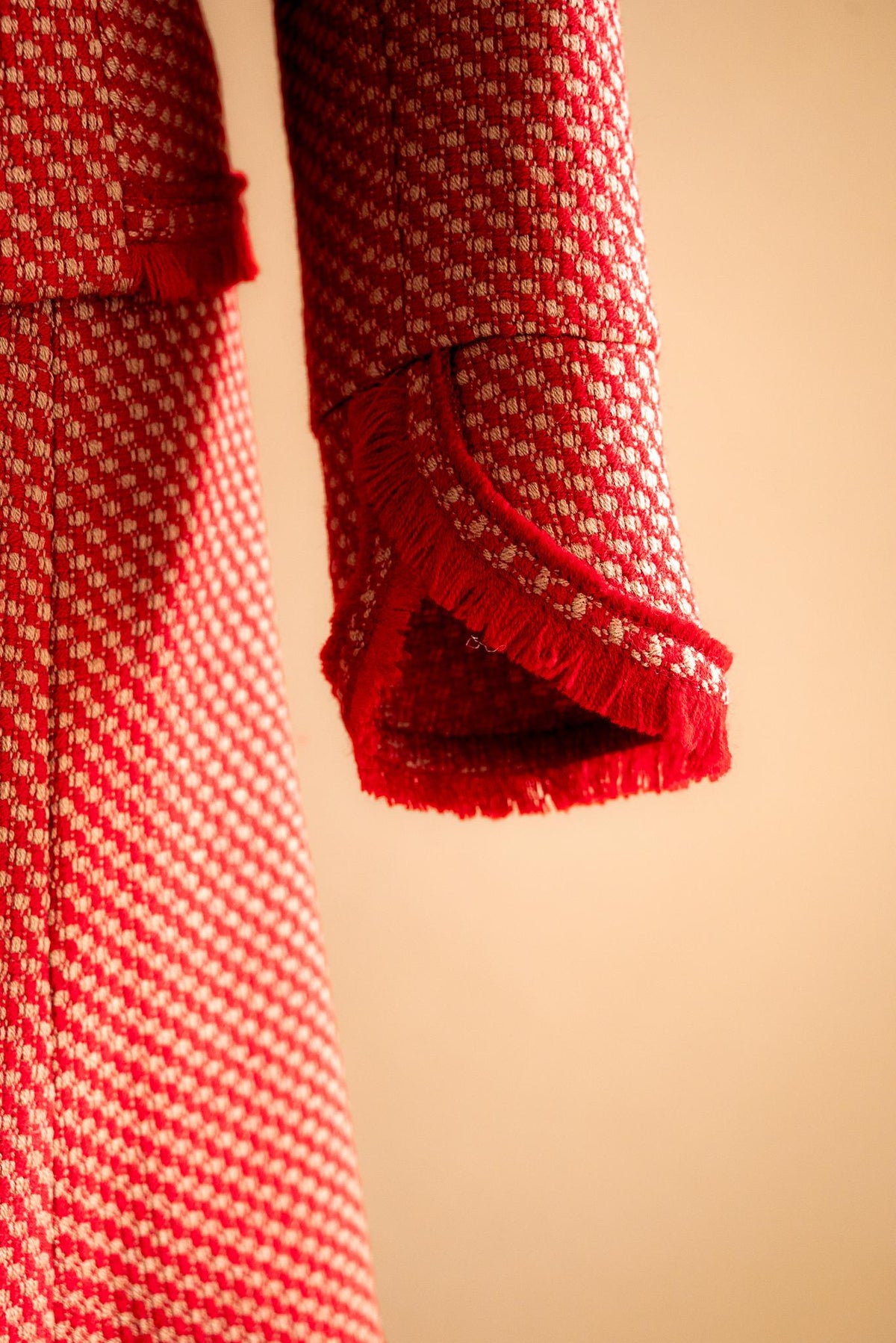Veston tweed rouge & beige - Atelier Boutique Isabelle Elie
