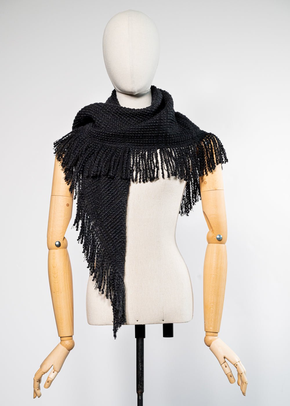 Black best sale fringe shawl