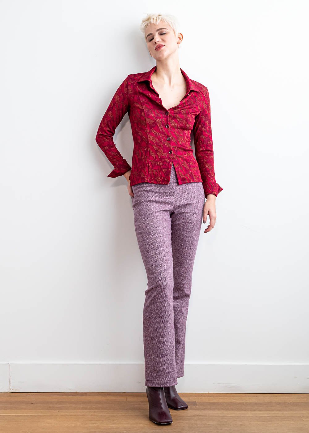 Pantalon extensible violet 786 - Atelier Boutique Isabelle Elie
